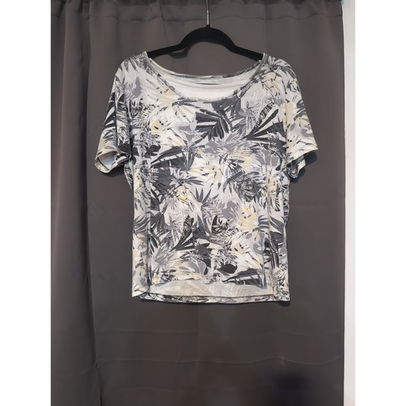 Basic Editions Women's‎ Large Tropical Tee, Floral Shirt, Short Sleeve T-Shirt - Picture 1 of 8